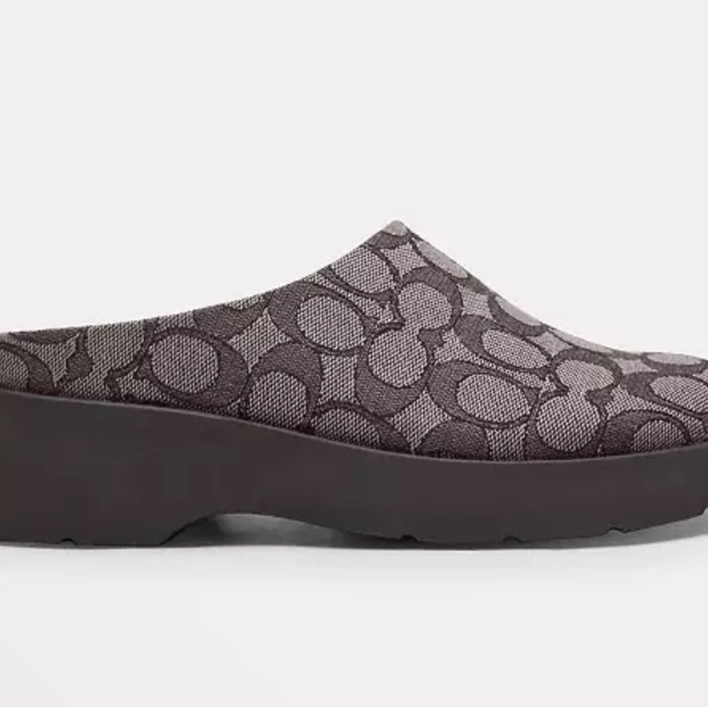 Coach Signature Pattern Mules - Gray and Black